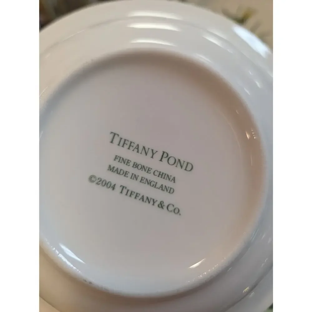 Tiffany & Co. Pond 2004 Frog Bone China Plate Saucer Bowl Cup Mug Full 3pc Set